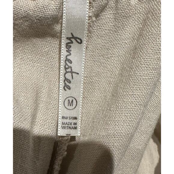 Honestee Size Medium Linen Blend Pants Light Khaki Timeless Classic Cool Comfy - Picture 7 of 9